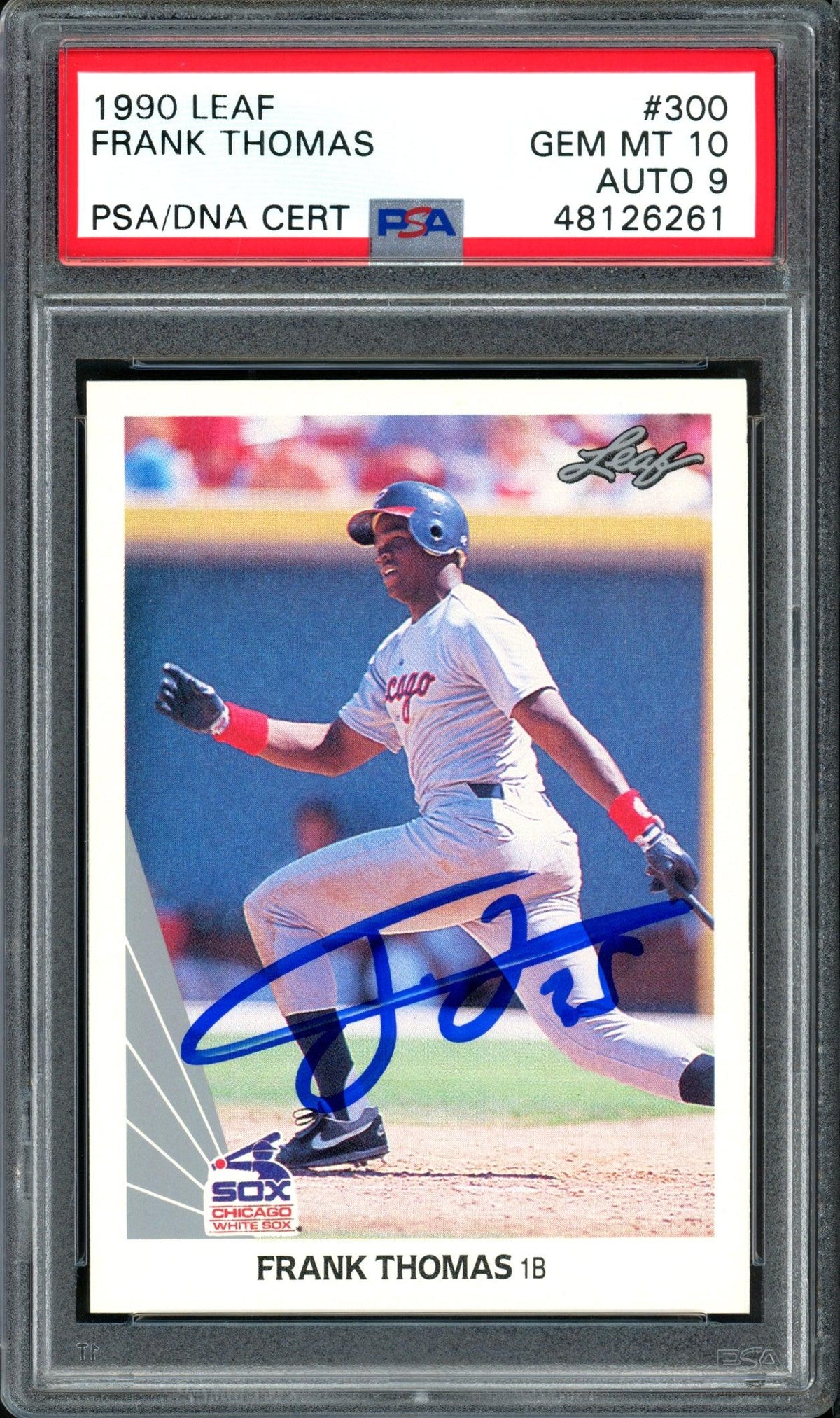 Frank Thomas Autographed 1990 Leaf Rookie Card #300 Chicago White Sox Auto Grade 9 Card Grade Gem-MT 10 PSA/DNA #4812626